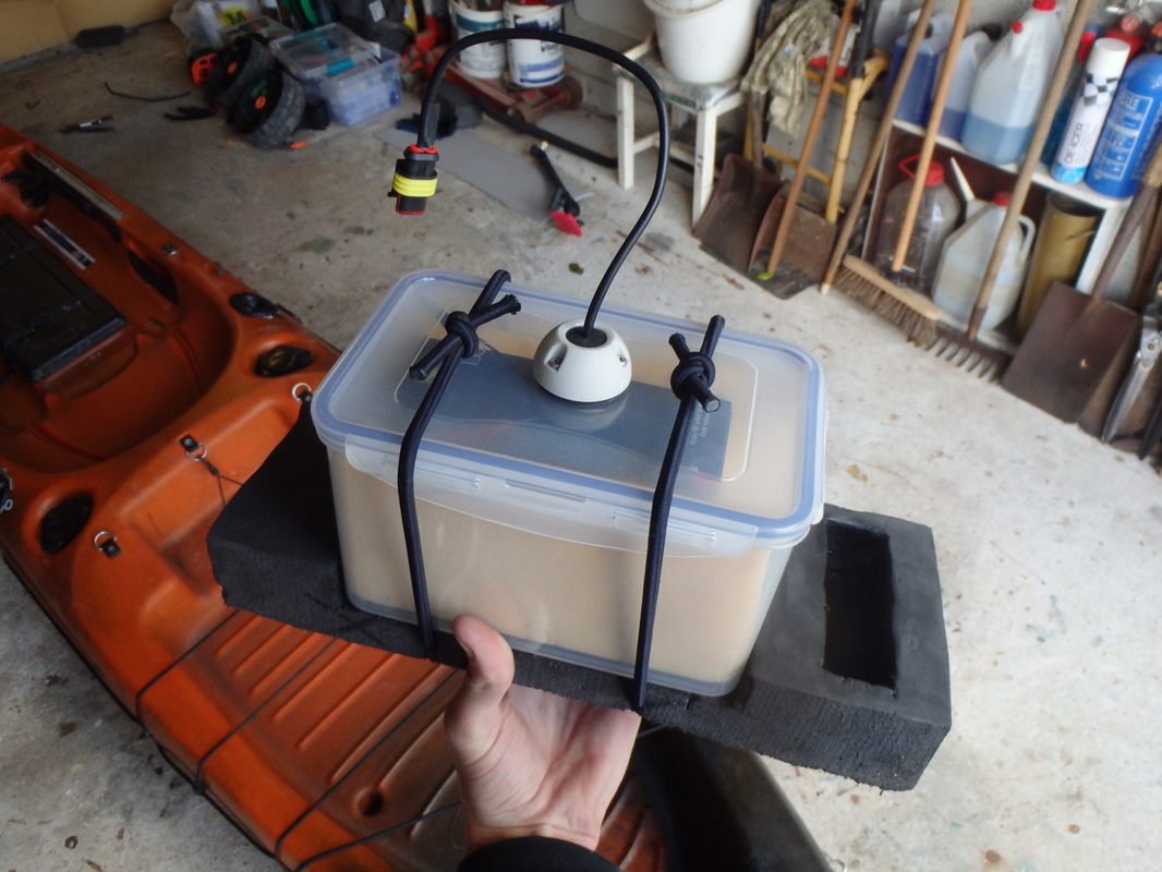 Waterproof battery box for kayak fish finder